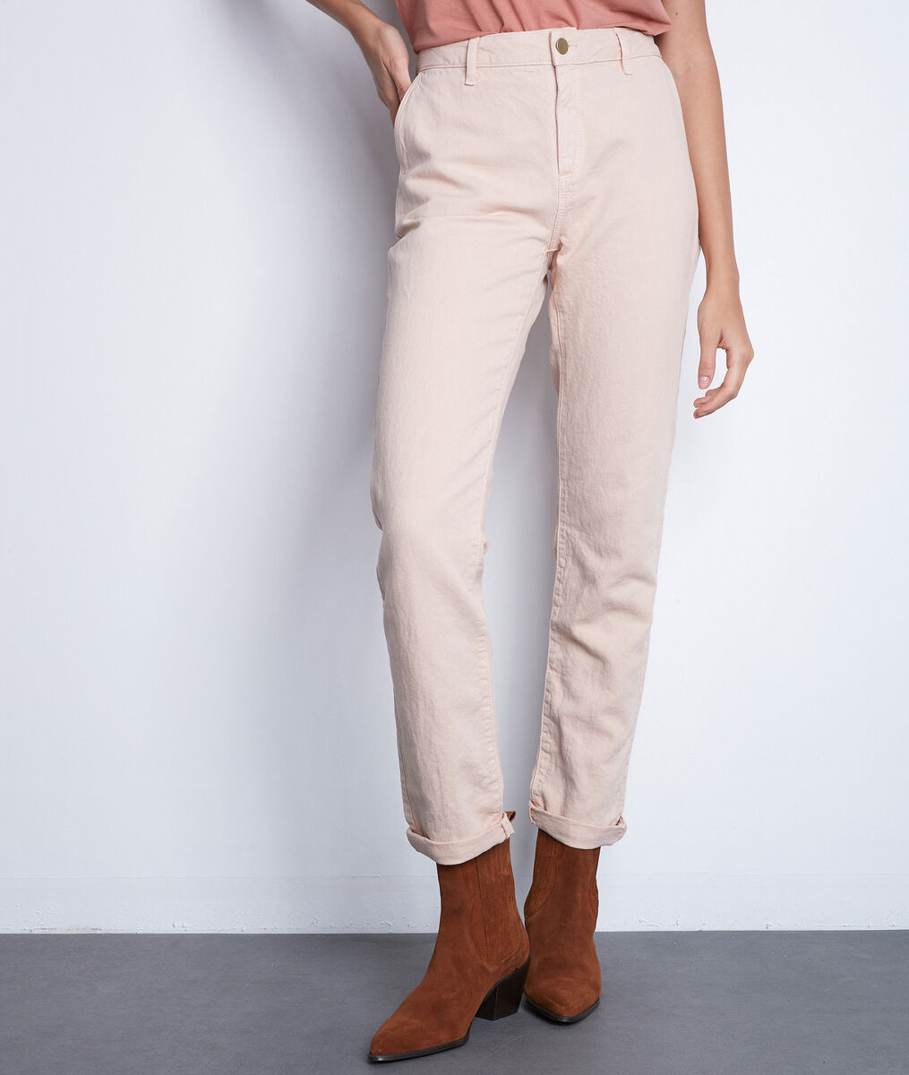 Pantalon droit en coton et lin rose poudré Farel | 1-2-3 Pantalon droit en coton et lin rose poudré Farel PhotoZ | 1-2-3
