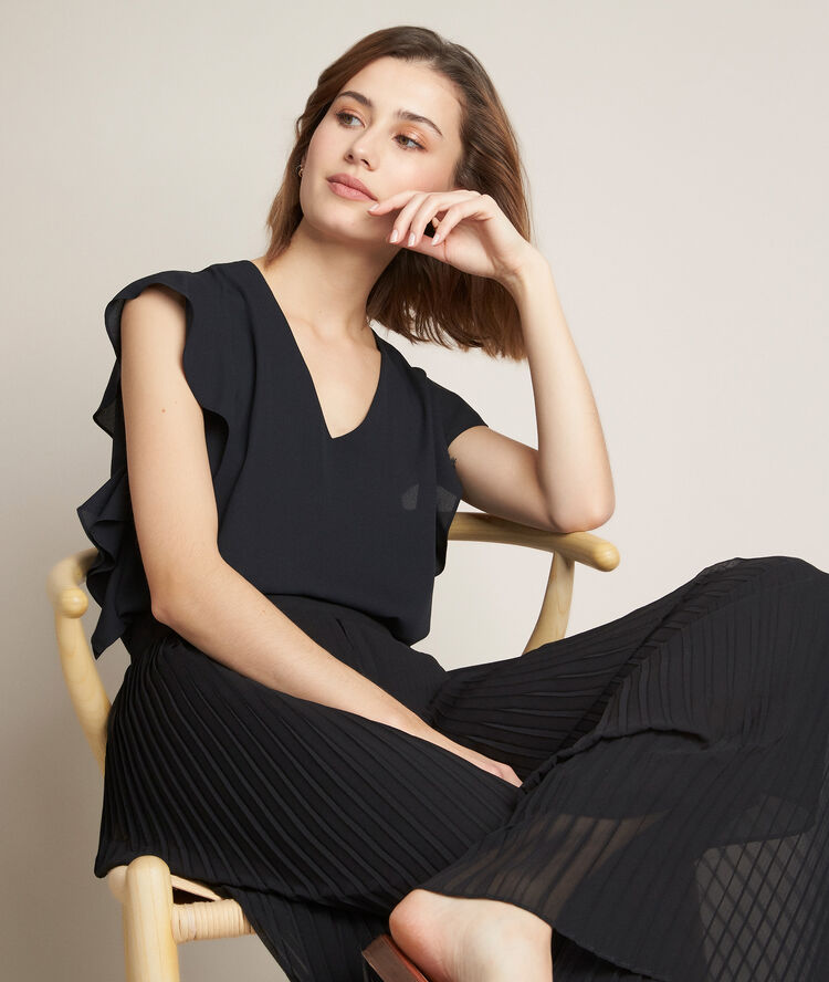 Top en polyester recyclé noir elfie noir.