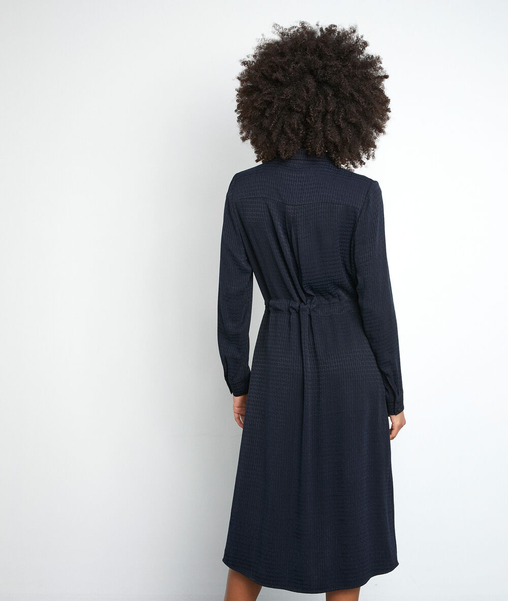 Robe mi-longue bleu marine sylvie marine.