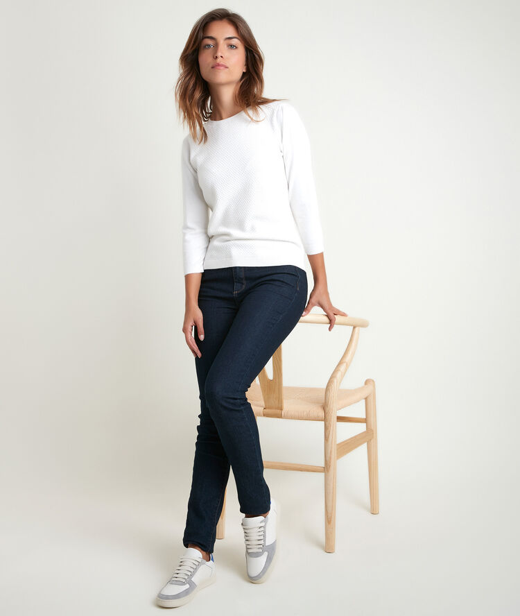 Pull écru nid d'abeille rimel ecru.
