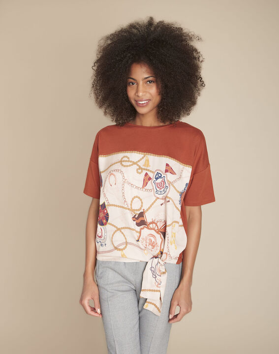 Tee-shirt acajou imprimé Chantilly | 1-2-3 Tee-shirt acajou imprimé Chantilly PhotoZ | 1-2-3