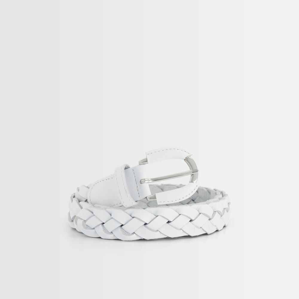 Ceinture tressée en cuir blanche swan blanc.