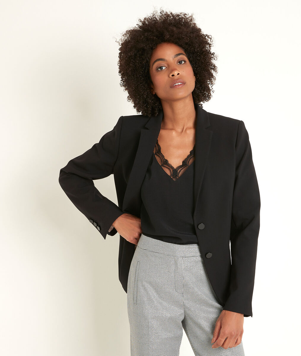 Veste en microfibre noire Sarry | 1-2-3 Veste en microfibre noire Sarry PhotoZ | 1-2-3