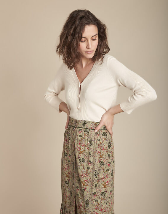 Pull beige jersey et côte Fabienne | 1-2-3 Pull beige jersey et côte Fabienne PhotoZ | 1-2-3