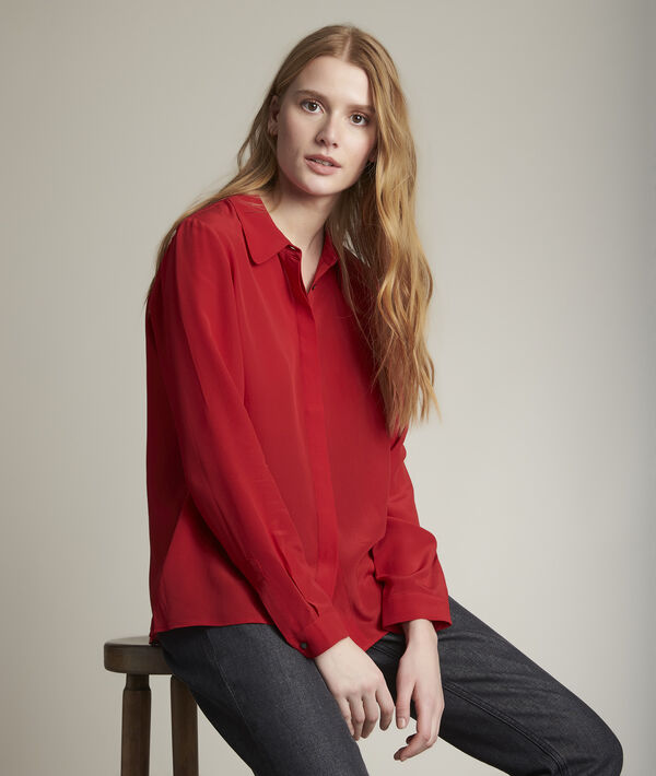 Chemise en soie rouge Maelle | 1-2-3 Chemise en soie rouge Maelle PhotoZ | 1-2-3
