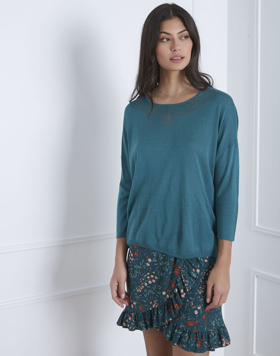 Pull bleu encolure raffinée Avenir | 1-2-3 Pull bleu encolure raffinée Avenir PhotoZ | 1-2-3