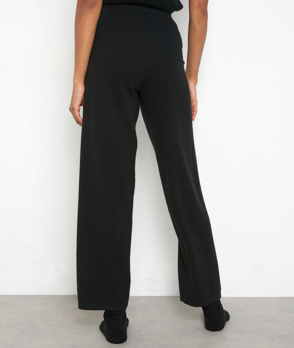 Pantalon large en cachemire recyclé noir tanis noir.