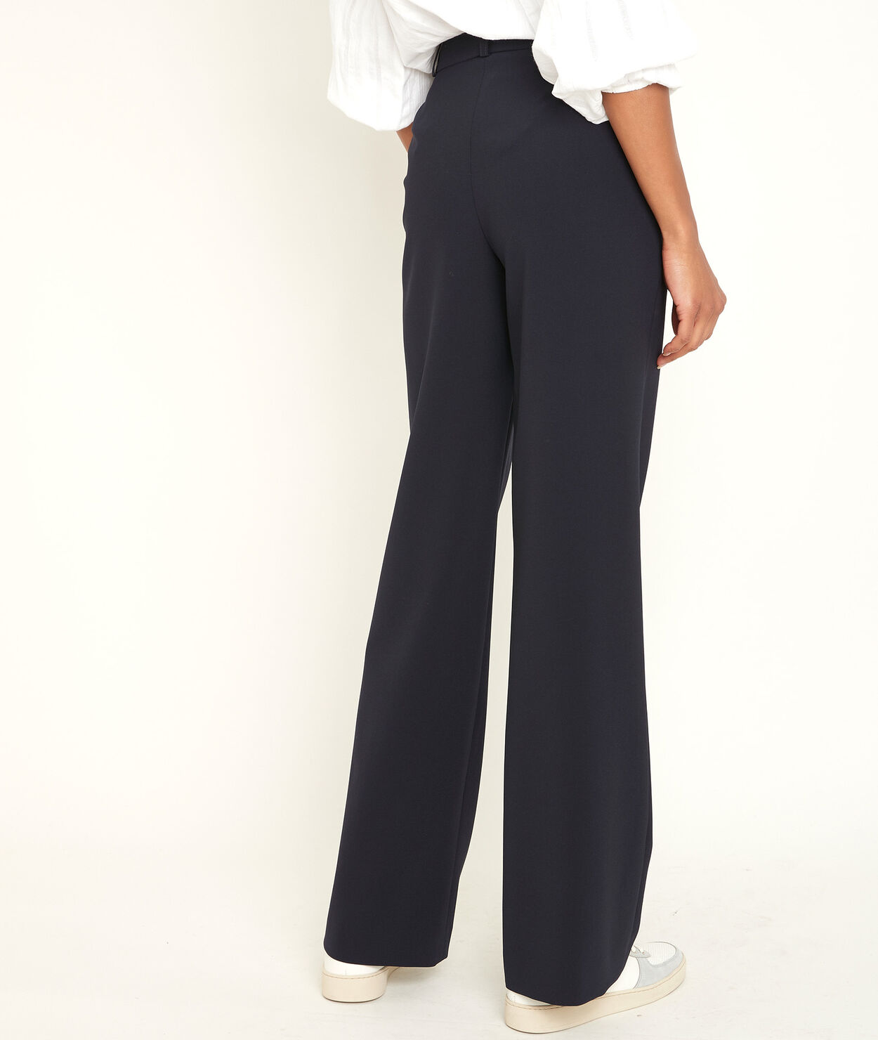 Pantalon marine à pont en microfibre