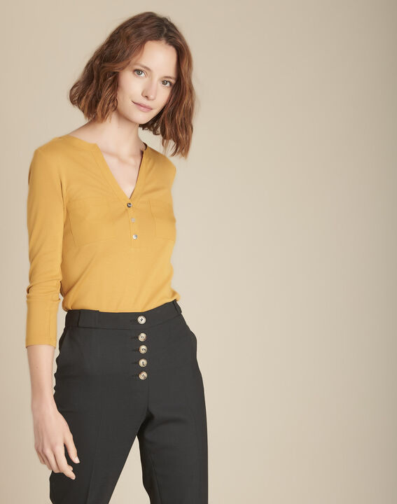 Tee-shirt ambre col tunisien Cleo | 1-2-3 Tee-shirt ambre col tunisien Cleo PhotoZ | 1-2-3