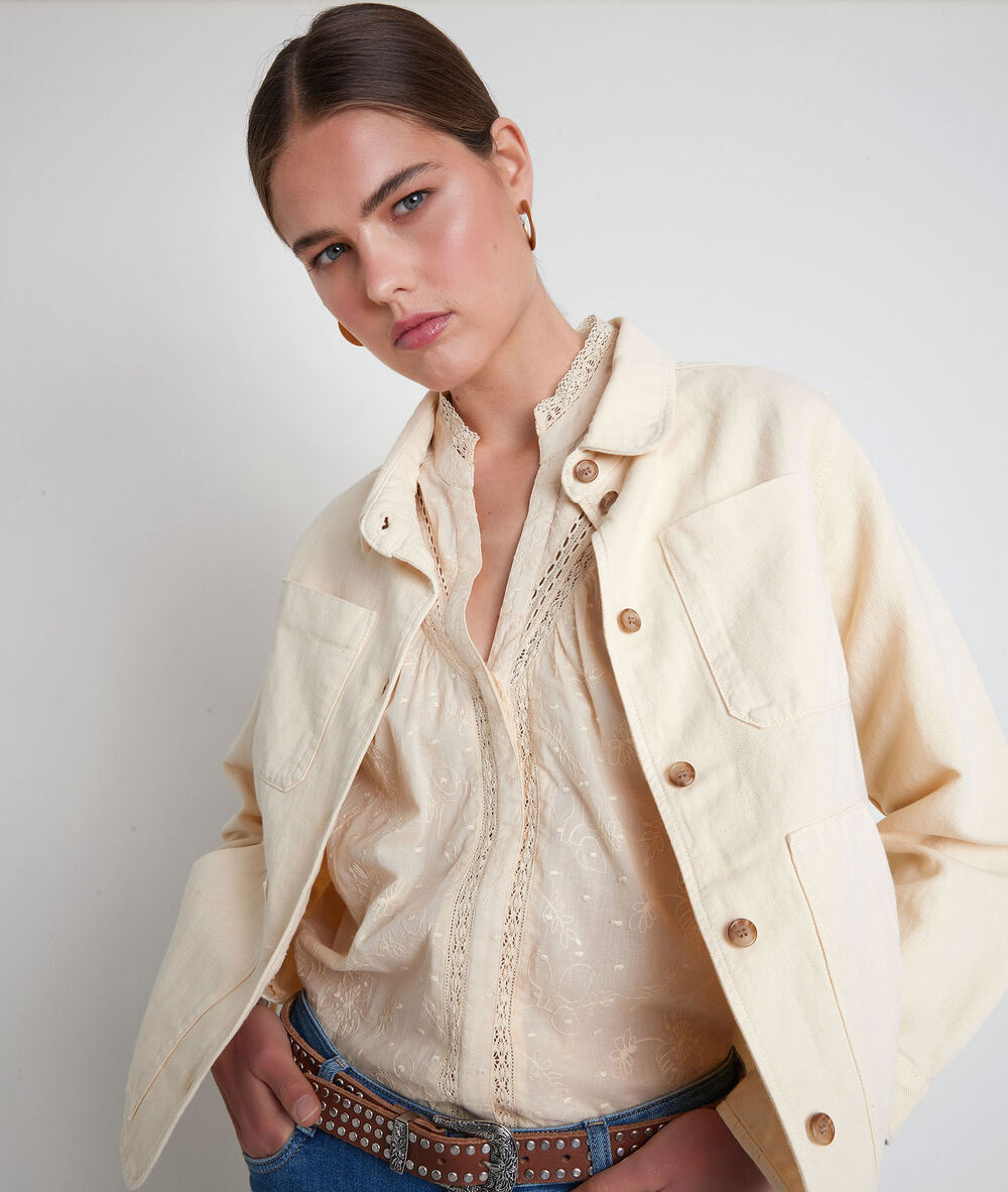 Veste en coton et lin paille romea paille.