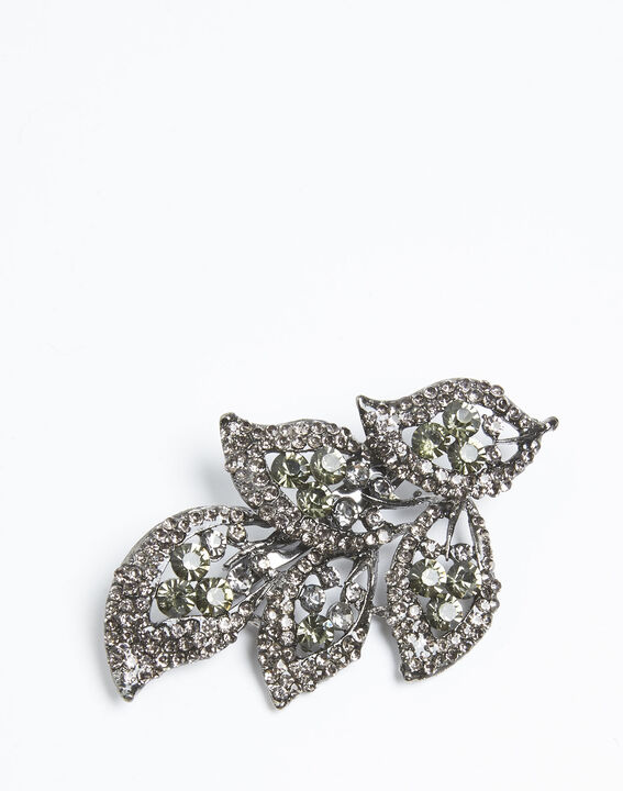 Broche feuille pierres noires Xelia | 1-2-3 Broche feuille pierres noires Xelia PhotoZ | 1-2-3