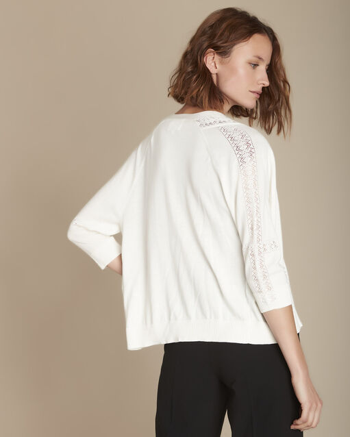 Gilet en maille ajourée écru foly ecru.