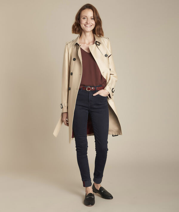 Ebbenhoutkleurige blouse met V-hals Neptune | 1-2-3 Ebbenhoutkleurige blouse met V-hals Neptune PhotoZ | 1-2-3