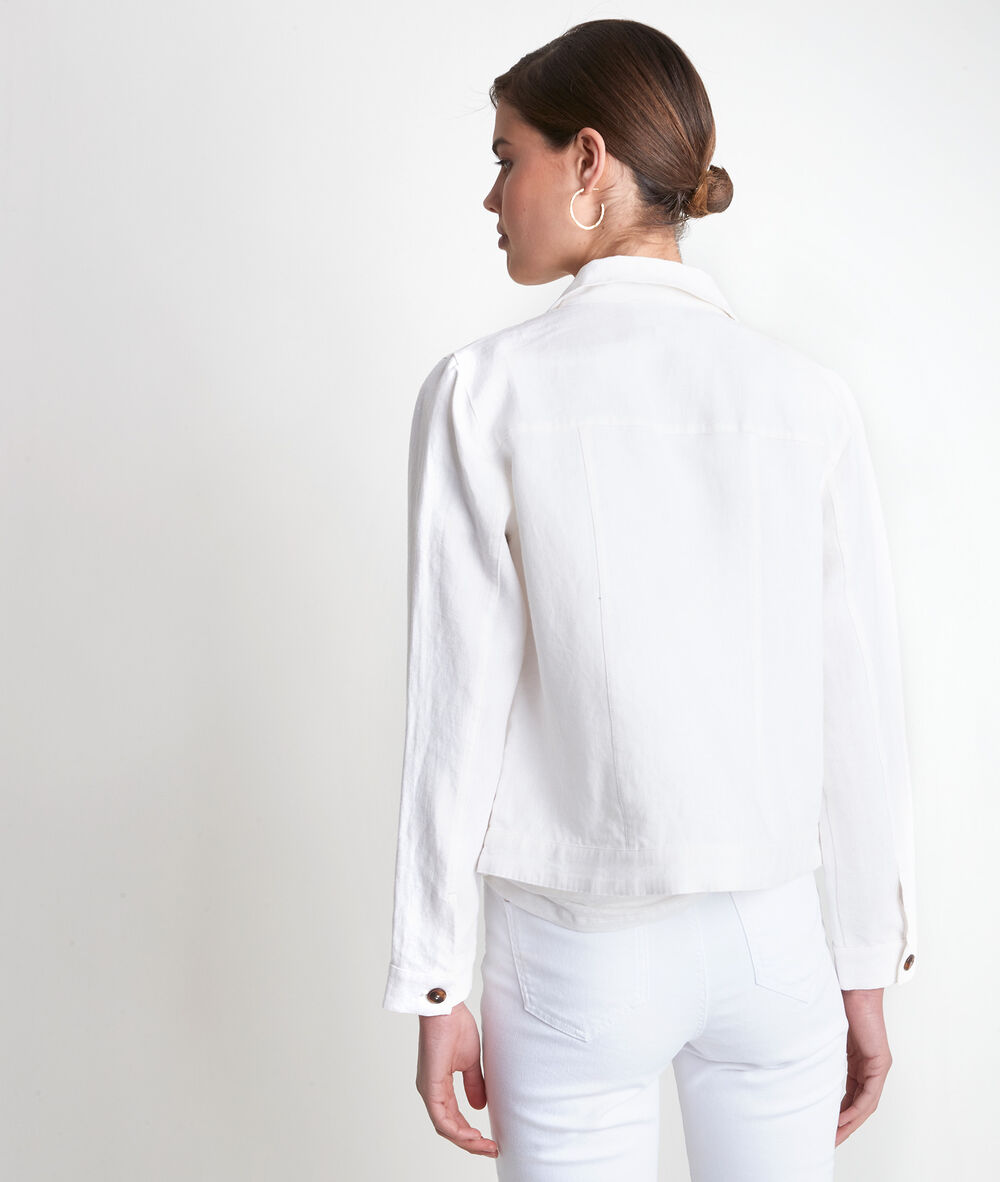 Veste courte en lin écru clem vanille.