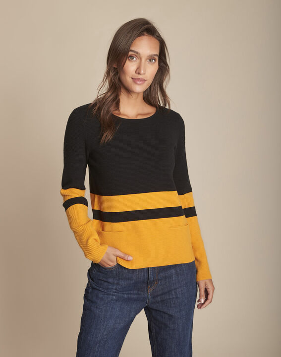 Pull noir ottoman rayures Felicidad | 1-2-3 Pull noir ottoman rayures Felicidad PhotoZ | 1-2-3