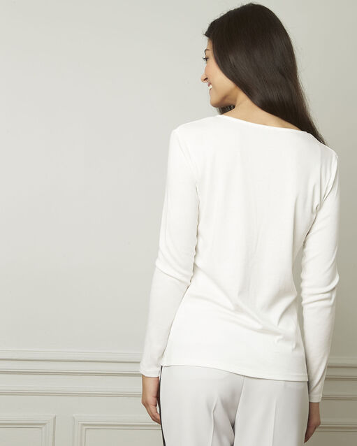 Tee-shirt écru encolure v lurex etincelante ecru.