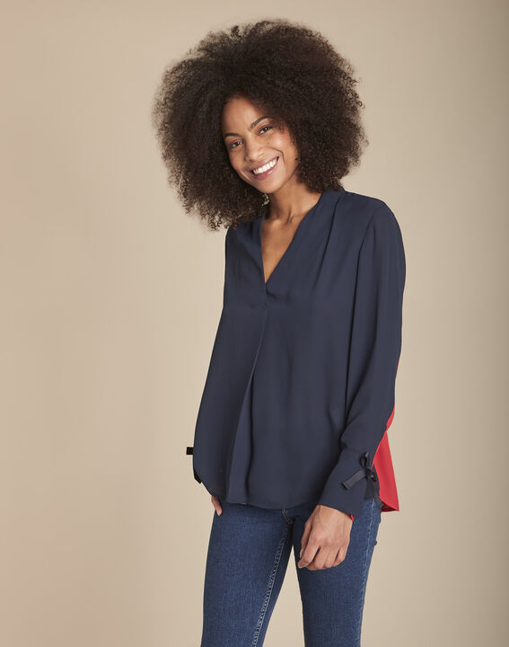 Blouse marine bicolore oeillets poignets Marinette | 1-2-3 Blouse marine bicolore oeillets poignets Marinette PhotoZ | 1-2-3