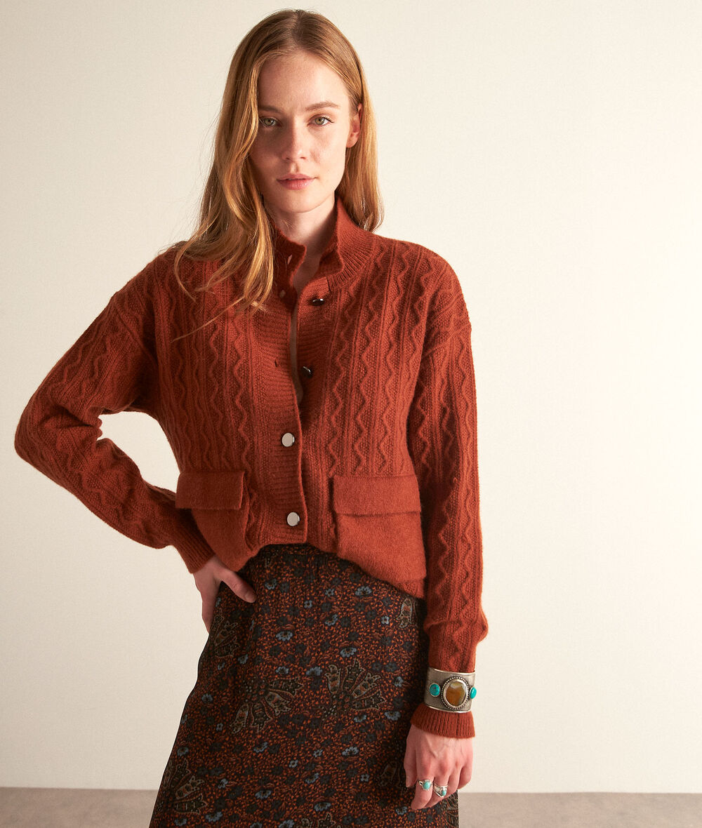 Cardigan torsadé brique Baptiste PhotoZ | 1-2-3
