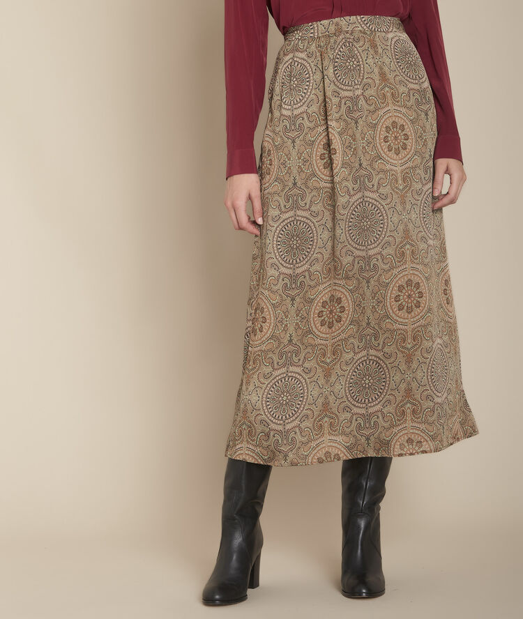 Soepele rok met print samba jaune pale.