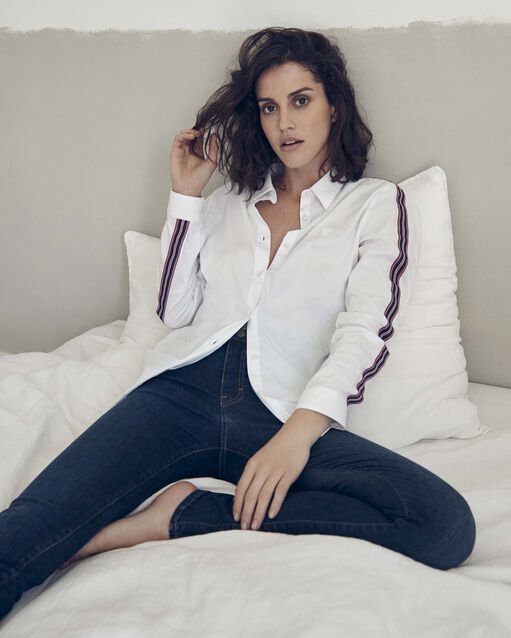 Weißes Hemd Popeline ausgefallener Rand Melissandre (1) - Maison 123