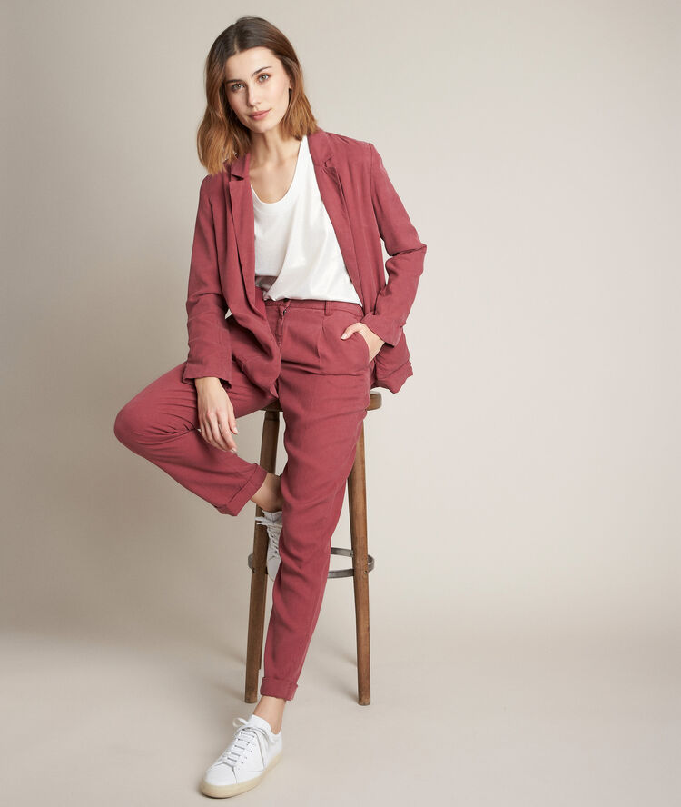 Pantalon chino en lyocell idylle groseille.
