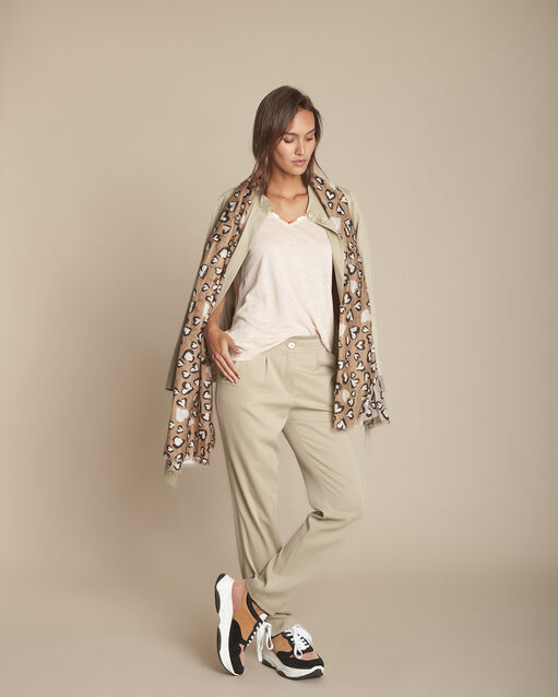 Rosa T-Shirt aus Leinen mit besticktem Halsausschnitt Capri (2) - Maison 123