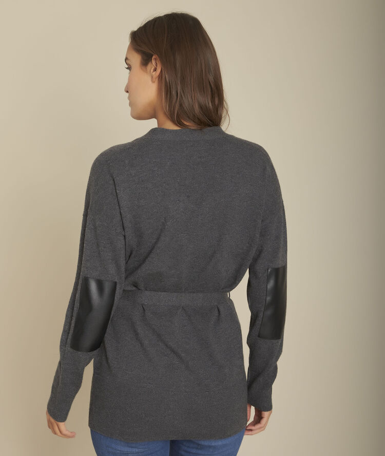 Gilet en cachemire ceinturé anthracite fougere anthracite.