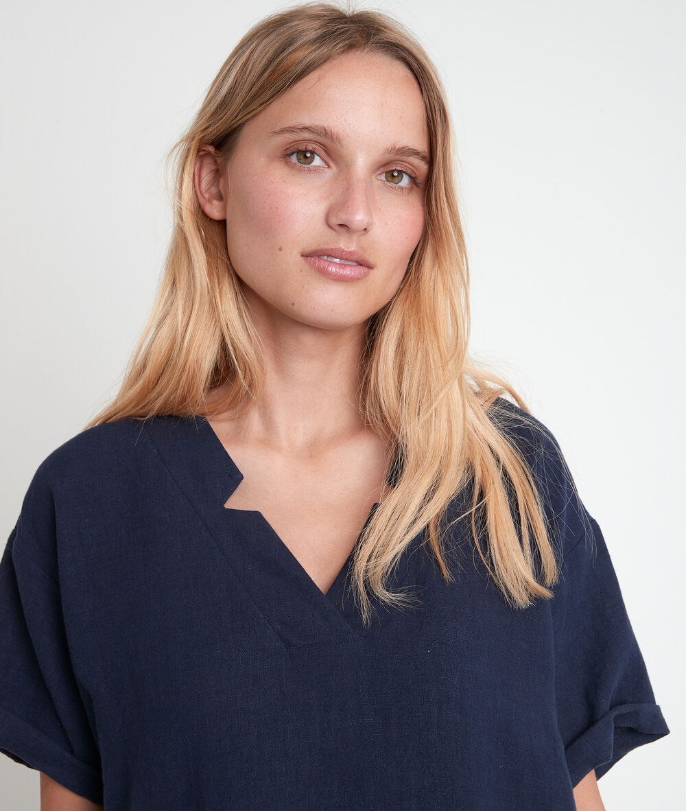 Robe en lin certifié marine lauria marine.