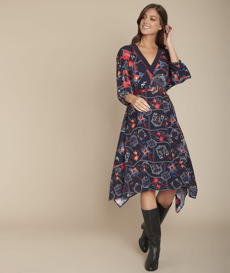 Robe asymétrique imprimée iba marine.
