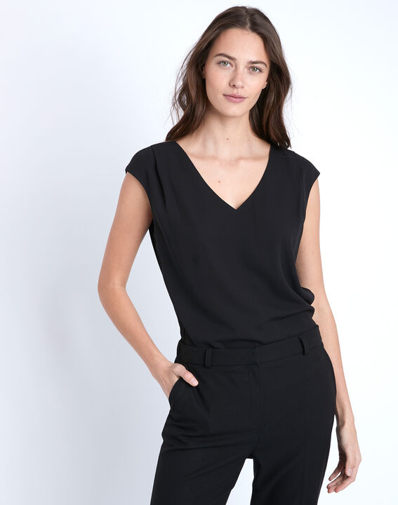 Schwarze Bluse V-Ausschnitt Neptune | 1-2-3 Schwarze Bluse V-Ausschnitt Neptune PhotoZ | 1-2-3