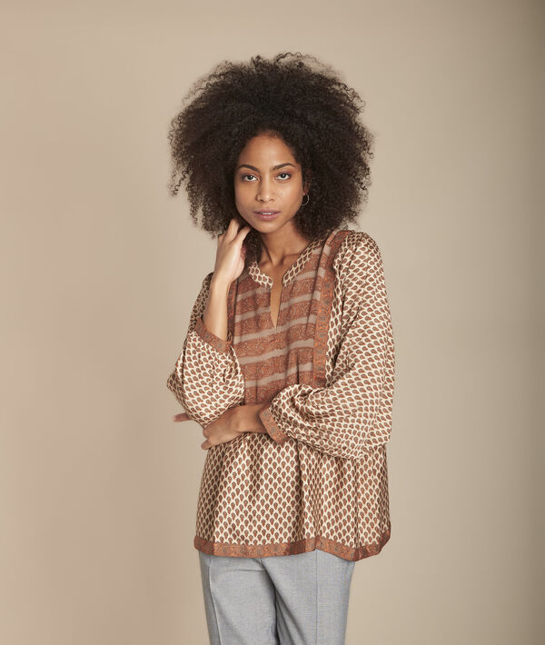 Blouse acajou imprimé bohème Manon | 1-2-3 Blouse acajou imprimé bohème Manon PhotoZ | 1-2-3