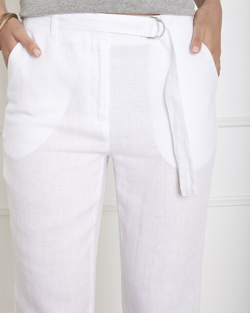 Pantalon blanc cigarette en lin gil blanc.