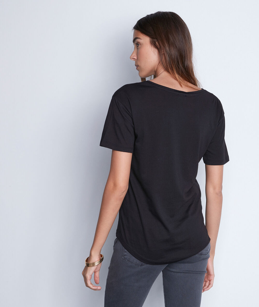 Tee-shirt à message en coton noir elvis noir.