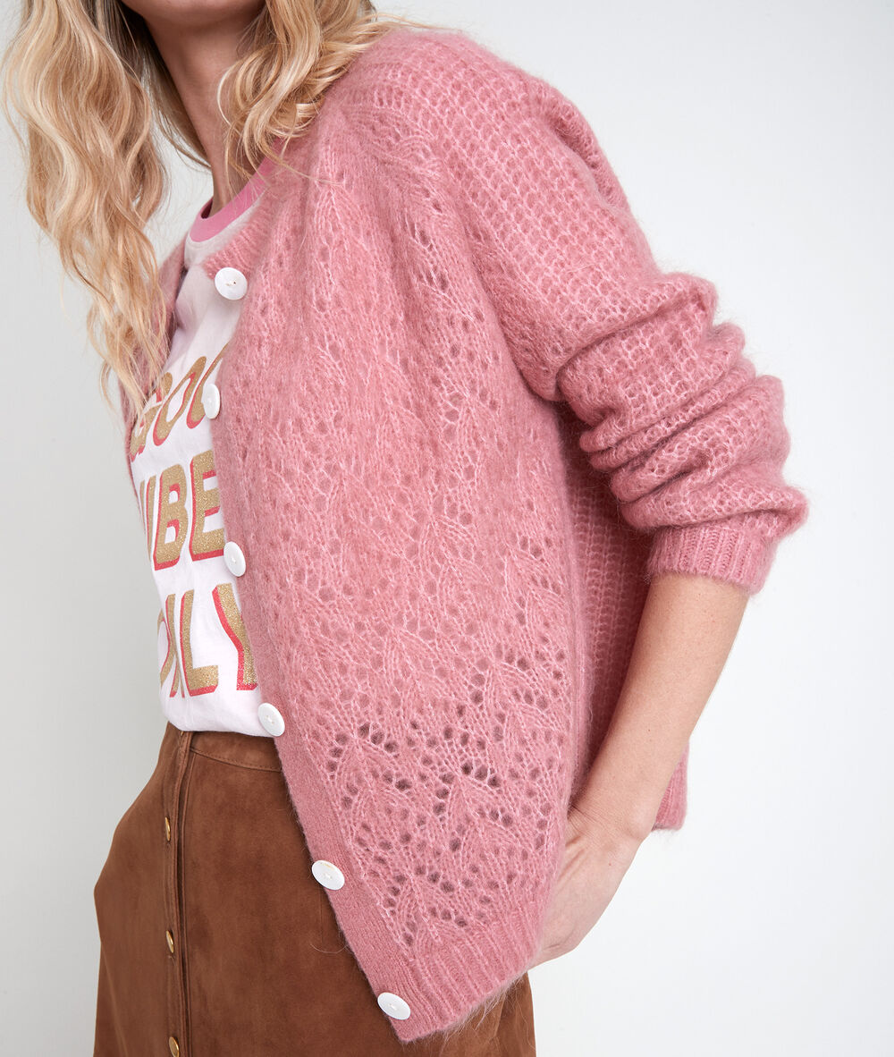 Gilet en laine mélangée rose ary rose des sables.