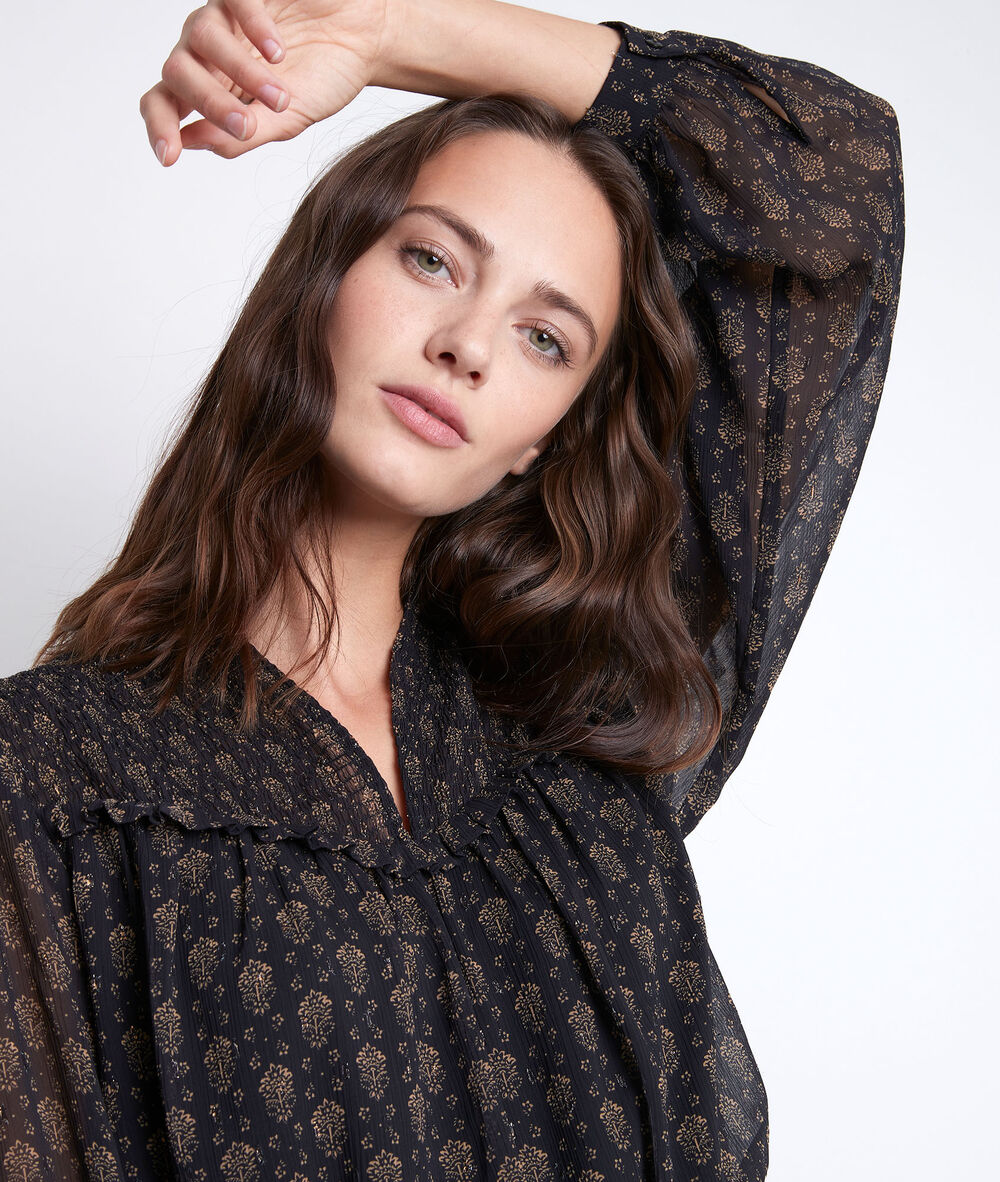 Blouse dorée imprimée jen noir.