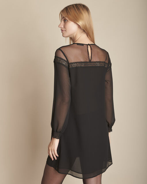 Robe noire en tulle brodée renee noir.