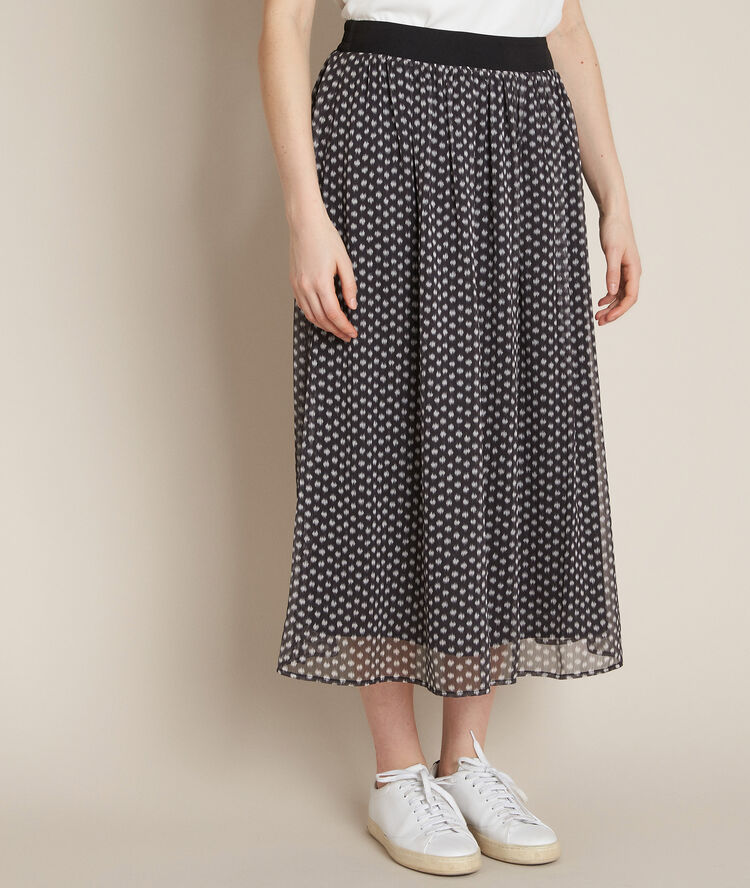 Jupe longue imprim&eacute; pois benny noir.