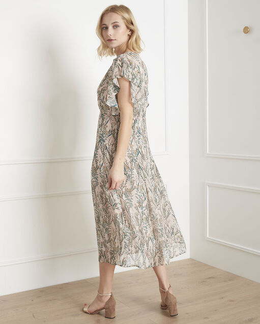 Robe écrue imprimé fleuri ludo poudre.