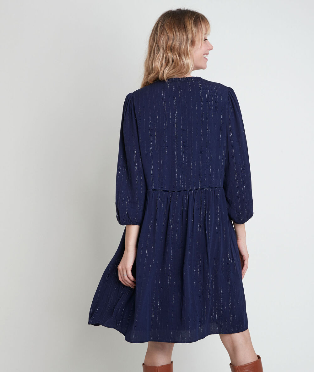 Marineblaues trapezkleid aus lurex larissa marine.