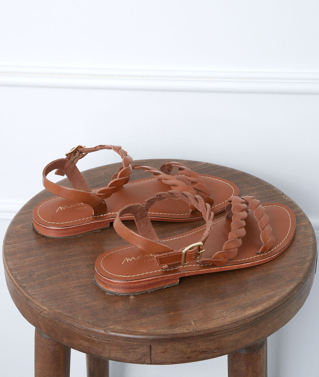 Sandales plate en cuir camel Gema | 1-2-3 Sandales plate en cuir camel Gema PhotoZ | 1-2-3