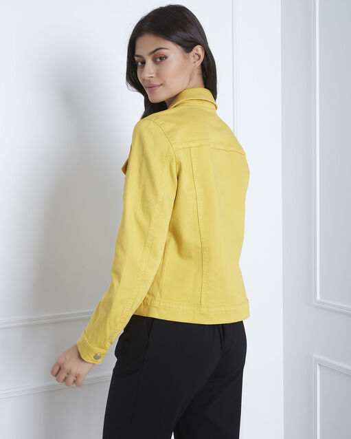 Veste jaune en jean clem bouton d`or.