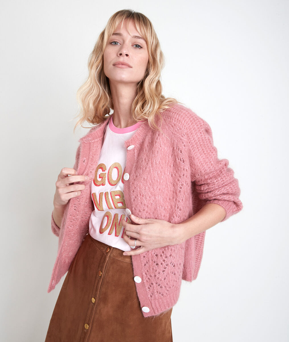 Gilet en laine mélangée rose Ary | 1-2-3 Gilet en laine mélangée rose Ary PhotoZ | 1-2-3