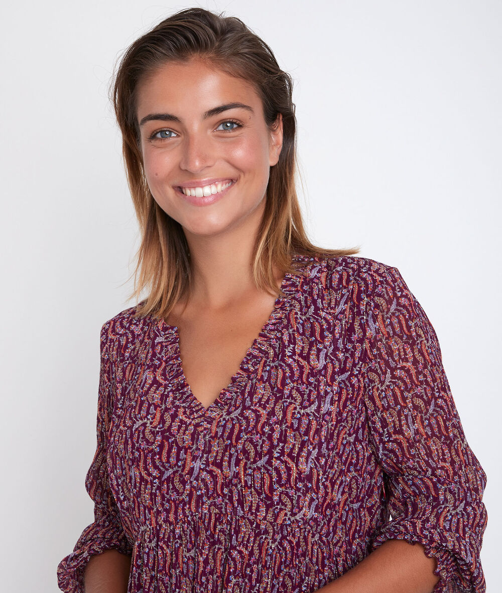 Robe grenat imprimée colombe grenat.