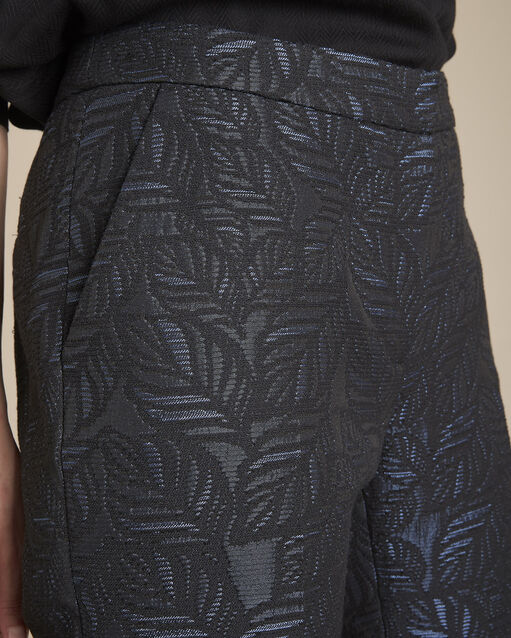 Pantalon marine cigarette 7/8e jacquard eustache marine.