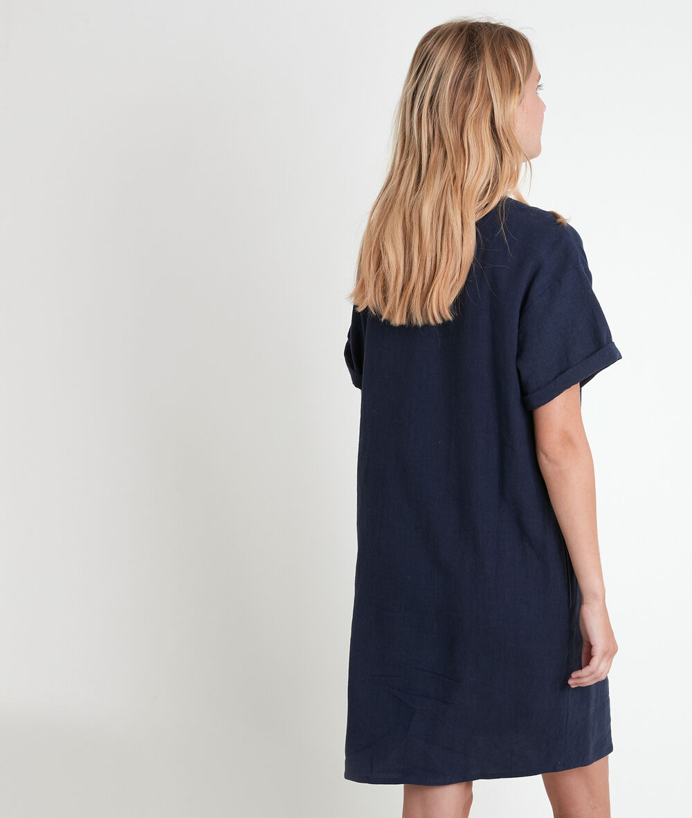 Robe en lin certifié marine lauria marine.