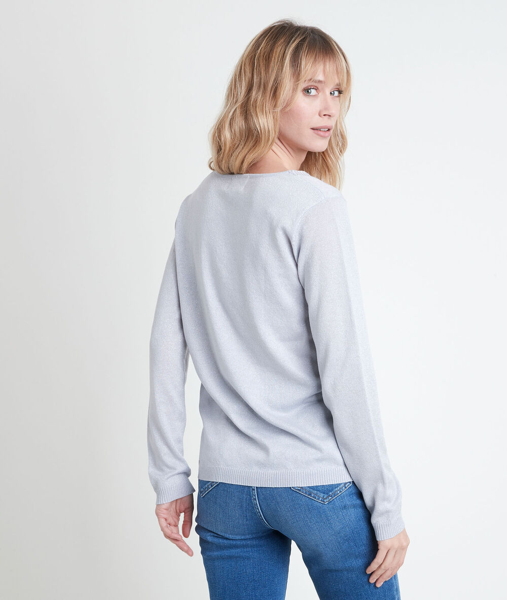 Pull fin brillant argenté ryo argent.