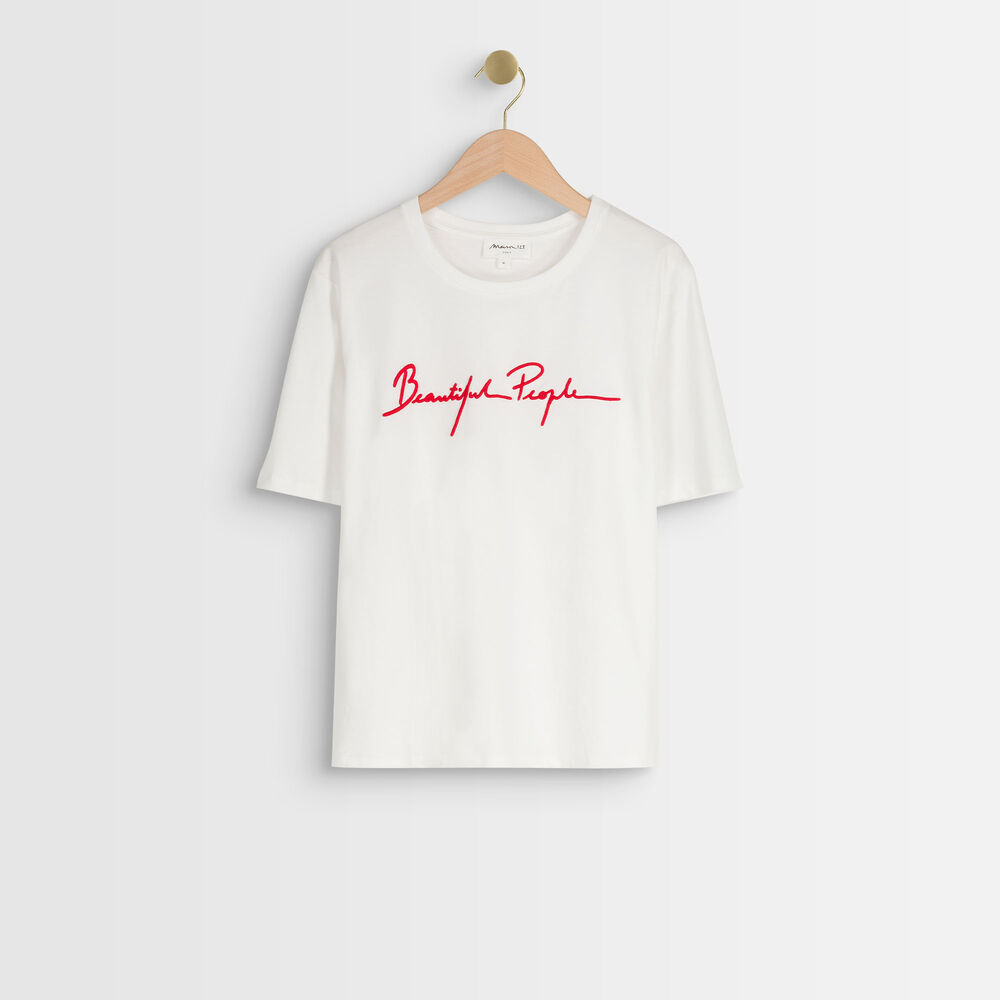 Tee-shirt écru à message idole ecru.