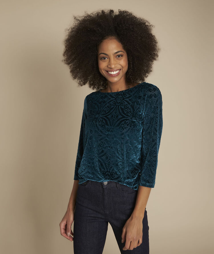 Top met reli&euml;f cipreskleur crystal cypres.