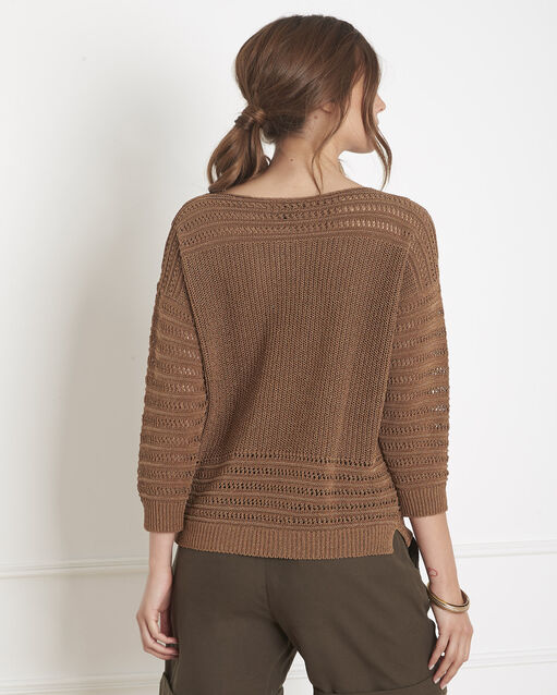 Pull marron ajouré albane caramel.