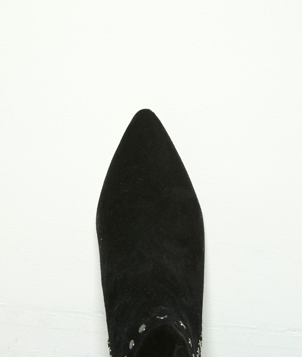 Boots à talon en cuir velours clouté noir hedgar noir.